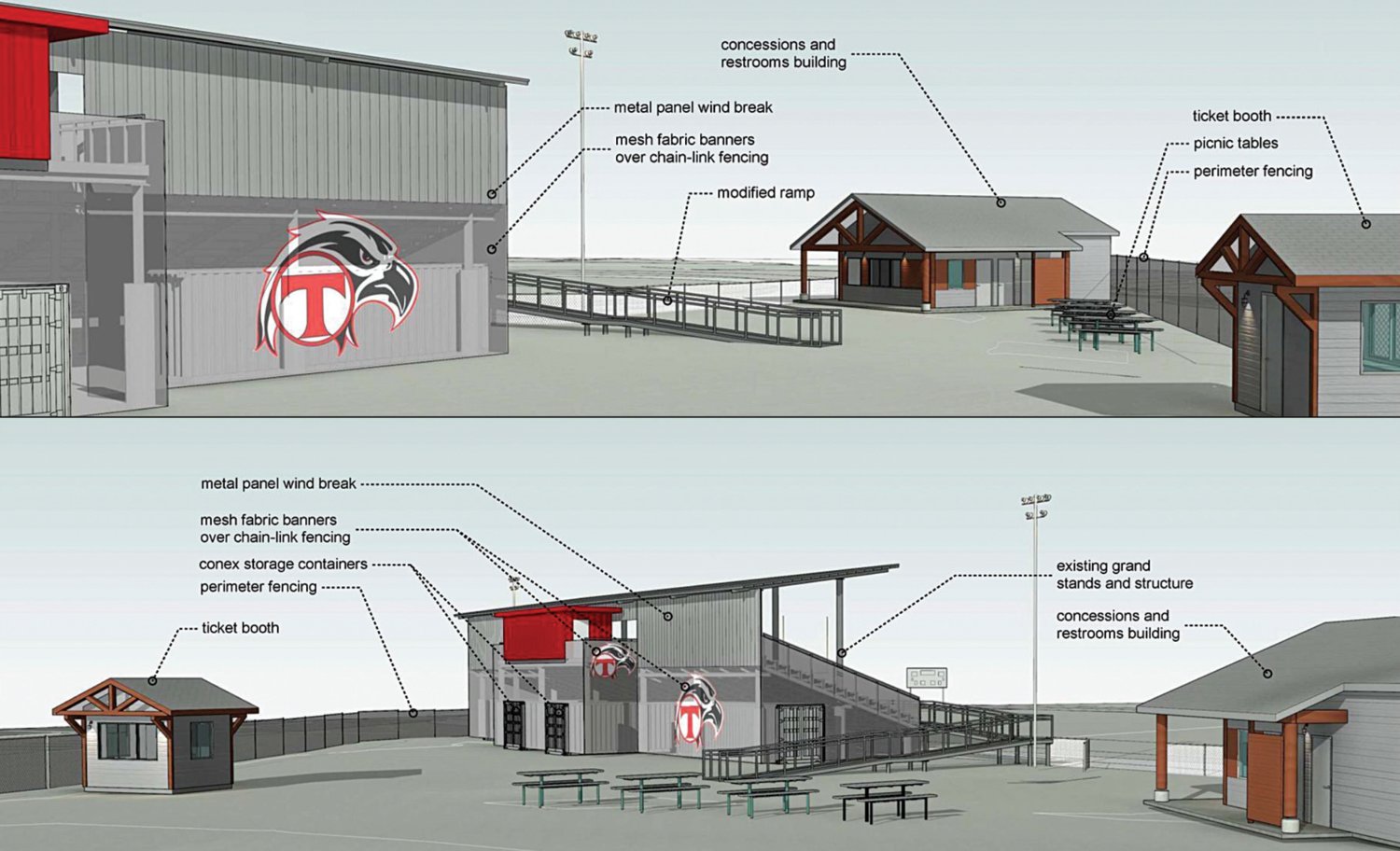 Proposed improvements to the Toledo High School stadium are detailed in these renderings provided by the school district.